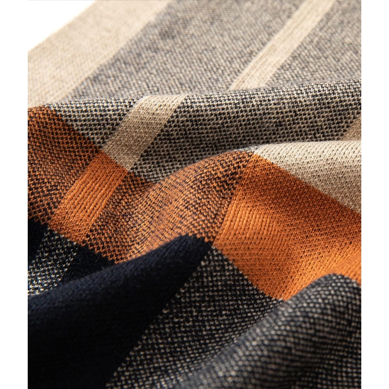 Villand Australian Merino Wool Tartan Knitted Scarf for Men, Plaid Winter Warm Thick Soft Neckwear with Gift Box - Image 5